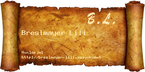 Breslmayer Lili névjegykártya